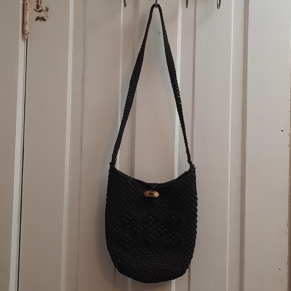 ๐ Cute Dark Brown Macrame Purse Shoulder Bag, Boho, Cottage Core, LN - Picture 3 of 8